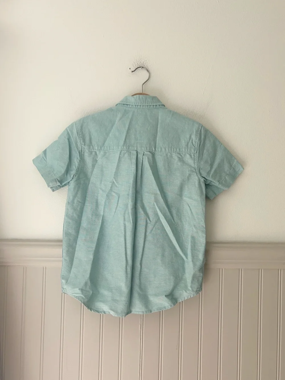 Old Navy Boys Small 6–7 Light Aqua Short Sleeve Button Down Cotton Shirt